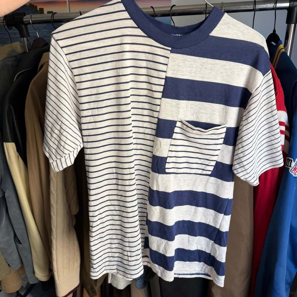 70s 1/1 Color Block Abstract Stripe Pocket Tee